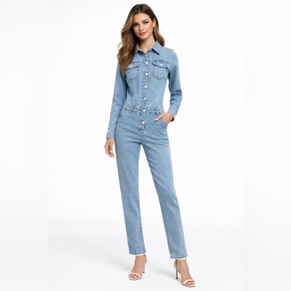 Mashed Potatoes Pants - Mashed Potatoes Ruby Lou Denim Jumpsuit Blue Mid Rise Women’s Medium NWT